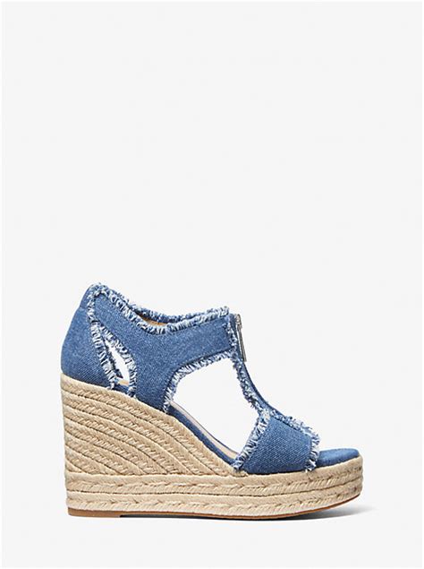 berkley frayed denim wedge sandal